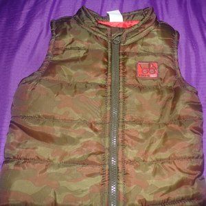 Healthtex size 24 month camouflage camo zip front vest orange lining sz 24month